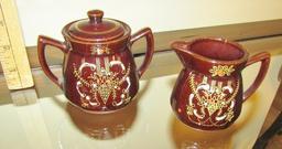 Vtg Mid Century Japanese Redware Set