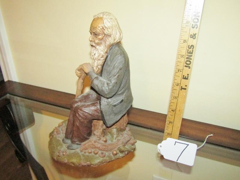 Modern Figurine Of An Elderly Man W Cane And Hat