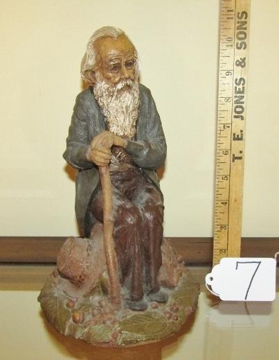 Modern Figurine Of An Elderly Man W Cane And Hat