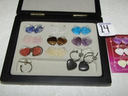 Earring Set W/ 9 Different Interchangeable Polished Gemstones