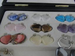 Earring Set W/ 9 Different Interchangeable Polished Gemstones