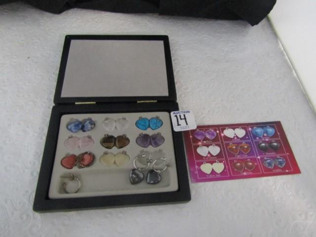 Earring Set W/ 9 Different Interchangeable Polished Gemstones