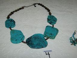 Turqoise W/ Sterling Silver Necklace And Earrings Set By Barse