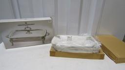 N I B National Silver Co. 2 Quart Silver Plated Server W/ Glass Insert And