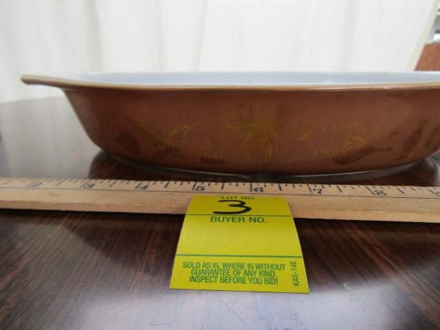 Vtg Pyrex Early American Pattern Divided 1 1/2 Quart Divided Dish