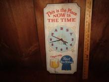 Vtg Wooden Pabst Blue Ribbon Advertising Clock