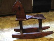 Vtg Hand Made And Carved Wooden Rocking Horse  (NO SHIPPING)
