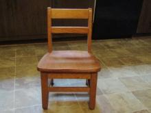 Vtg Solid Wood School Desk Chair  (NO SHIPPING)