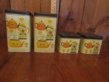 Vtg Canister Set Of 4 By Cheinco ( J. Chein Co. ) Featured In The Movie A Christmas Story