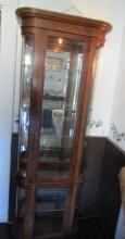 Vtg Solid Wood Pulaski 11423 Curio Cabinet W/ Light And Mirrored Back   (NO SHIPPING)