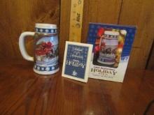 Vtg 1995 Budweiser Holiday Stein " Lighting The Way Home " W/ Box And C O A