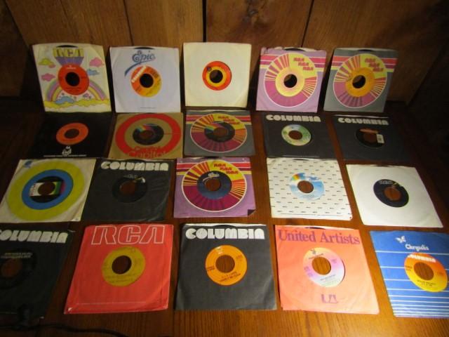 Lot Of Twenty 45 R P M Country Vinyl Records W/ Sleeves