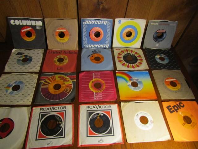 Lot Of Twenty 45 R P M Country Vinyl Records W/ Sleeves