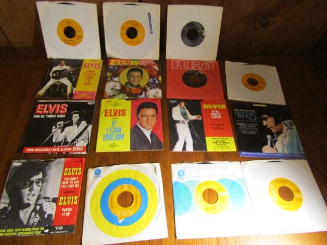 Lot Of Fifteen 45 R P M Vinyl Records By Elvis Pressley