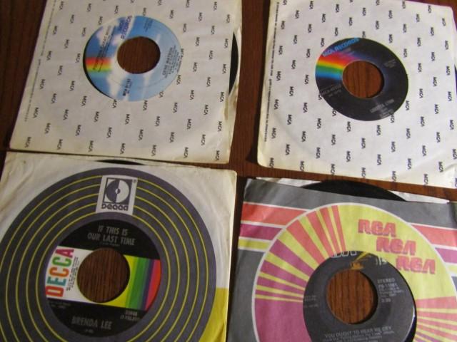 Lot Of Twenty 45 R P M Country Vinyl Records W/ Sleeves