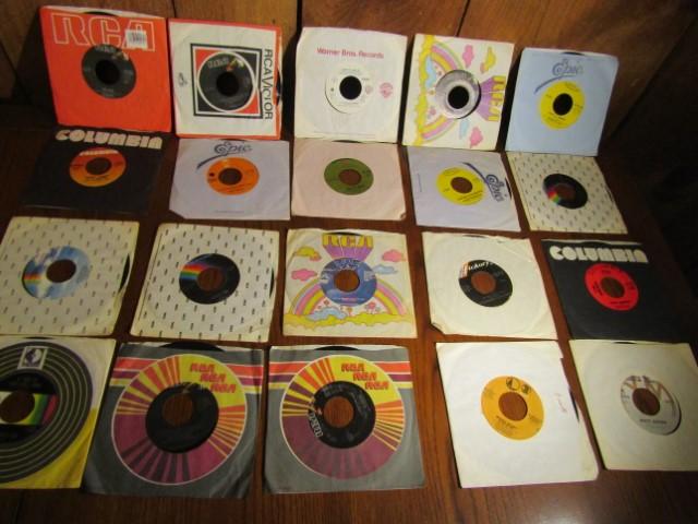 Lot Of Twenty 45 R P M Country Vinyl Records W/ Sleeves