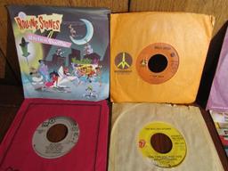 Lot Of Nineteen 45 R P M Rock And Pop Vinyl Records W/ Sleeves