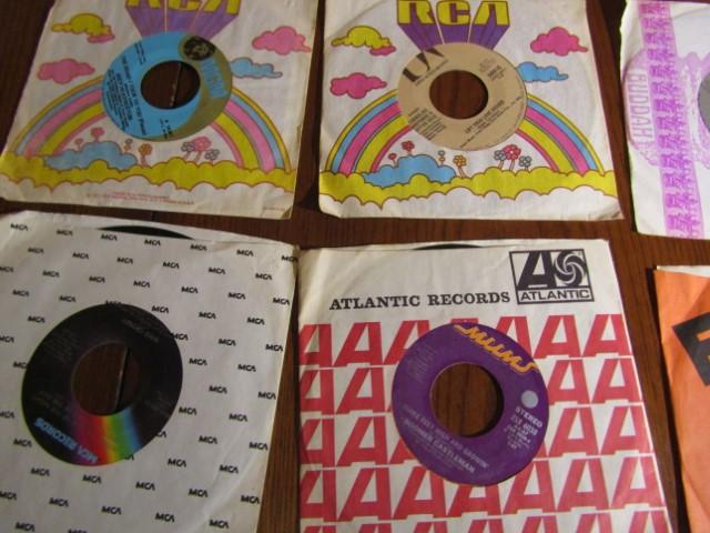 Lot Of Nineteen 45 R P M Rock And Pop Vinyl Records W/ Sleeves