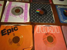 Lot Of Nineteen 45 R P M Rock And Pop Vinyl Records W/ Sleeves
