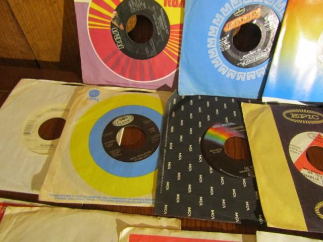 Lot Of Forty 45 R P M Country Vinyl Records W/ Sleeves