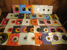 Lot Of Forty 45 R P M Country Vinyl Records W/ Sleeves