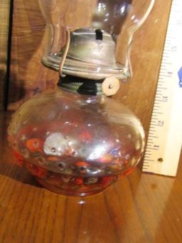 Vtg Eagle Brand Hobnail Clear Glass Oil Lamp