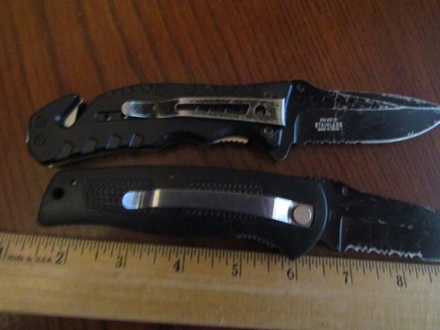 2 Tactical Folding Knives W/ Belt Clips