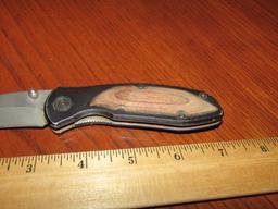 Vtg Frost Cutlery Folding Pocket Knife W/ Wood Inlay Handles