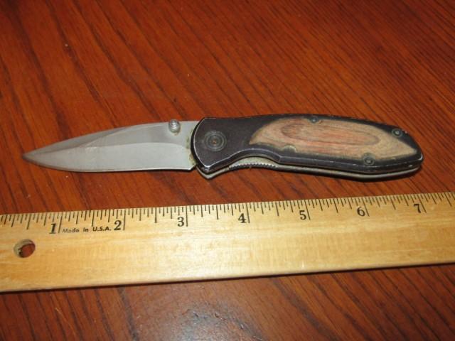 Vtg Frost Cutlery Folding Pocket Knife W/ Wood Inlay Handles