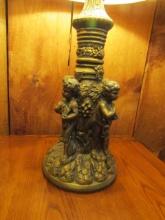 Vtg Large Ceramic Lamp W/ Cherubs Base  (Local Pick Up Only)