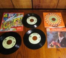 Six Vtg 45 R P M Christmas Themed Records