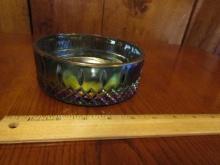 Vtg Blue Carnival Glass Bowl