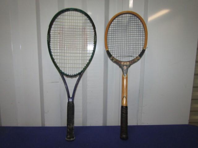Wilson Graphite Tour Tennis Racket And A Vtg Davis Wood Tennis Racket