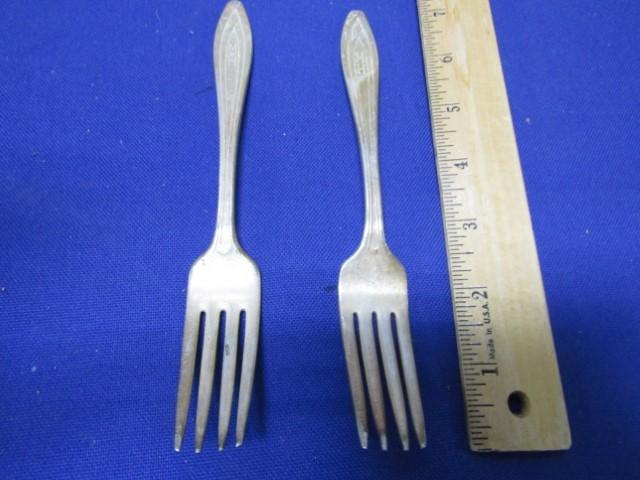 2 Vtg International Silver Co. Forks Made For Meyer Hotels