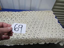 Hand Crocheted Coverlet Or Tablecloth