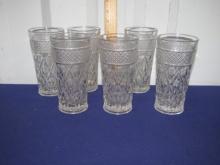 Set Of 6 Heavy Lead Crystal Tea / Water / Cocktail Glasses