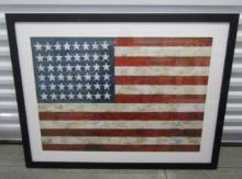 Framed And Matted Jasper Johns Famous 48 Star U S A Flag Print