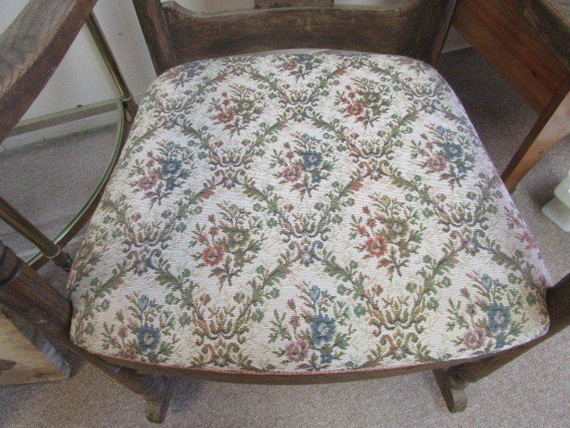 Vintage Wooded Floral Upholstered Rocker