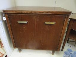 Possible Mid-Century Modern 2 Door Chest w/ Brass Pulls/Brass Tapered Feet