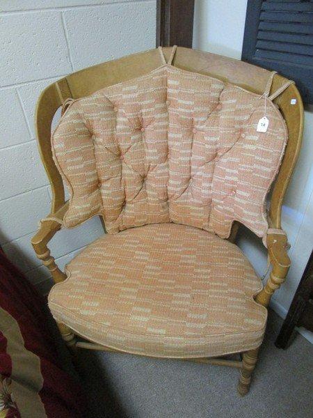 Solid Wood Chair by Bernhardt Flair Division w/ Pink/White w/ Button Back Cushions