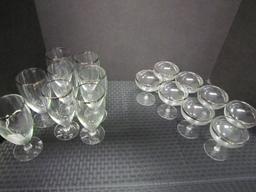 Lot - Silver Rimmed Glasses, 8 Pilsners 6 1/4" H, 8 Margarita Glasses 3 1/2"