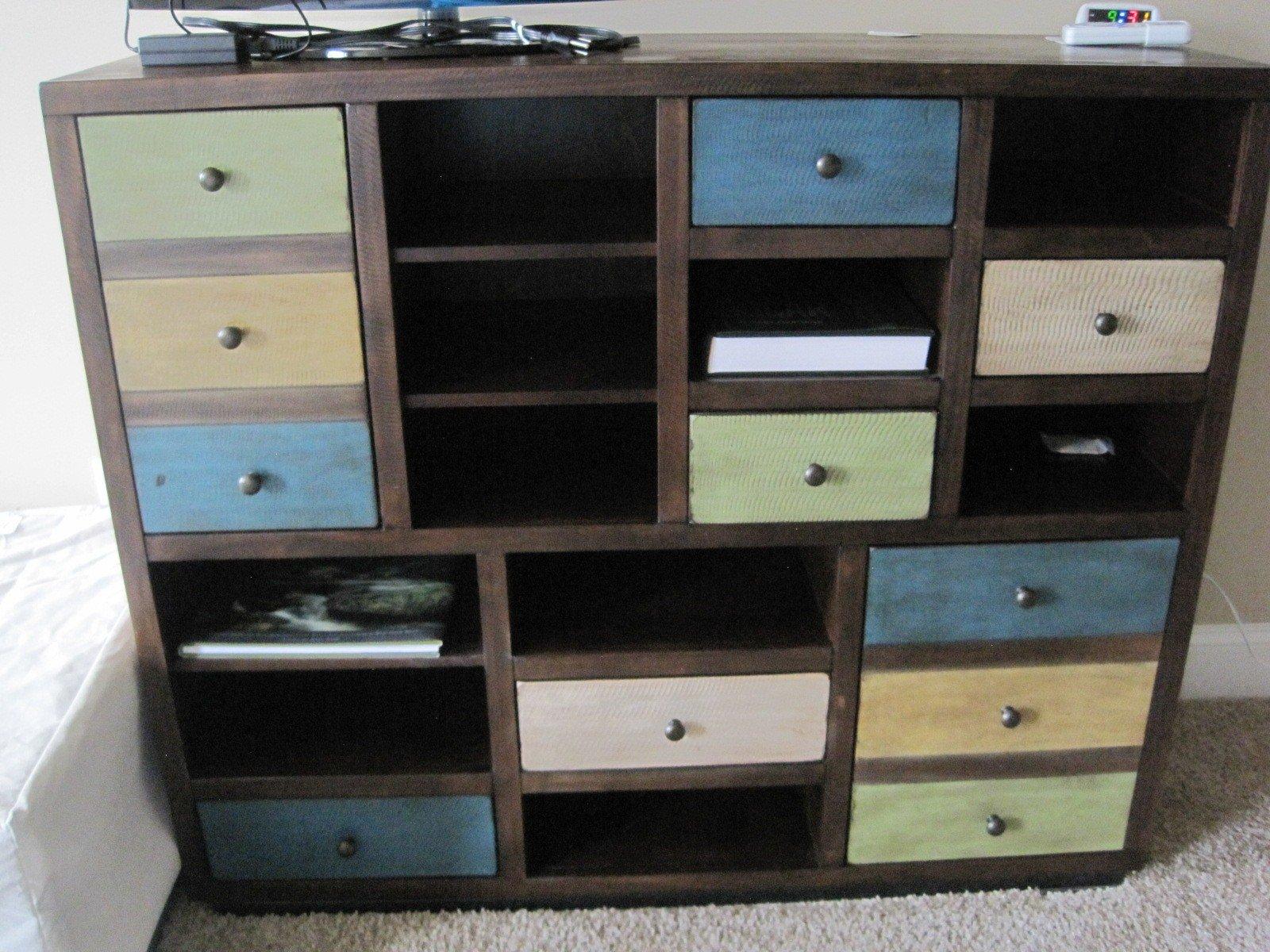 Coast to Coast Imports Furniture Rustic Pine Cabinet w/Multicolored Finish