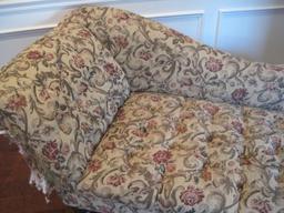 Fainting Couch with Rolled Arm Traditional Design Diamond Tufted Upholstery