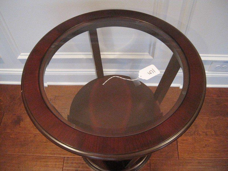 Bombay Co. Cherry Finish Modern Contemporary End Table w/ Inset Beveled Glass