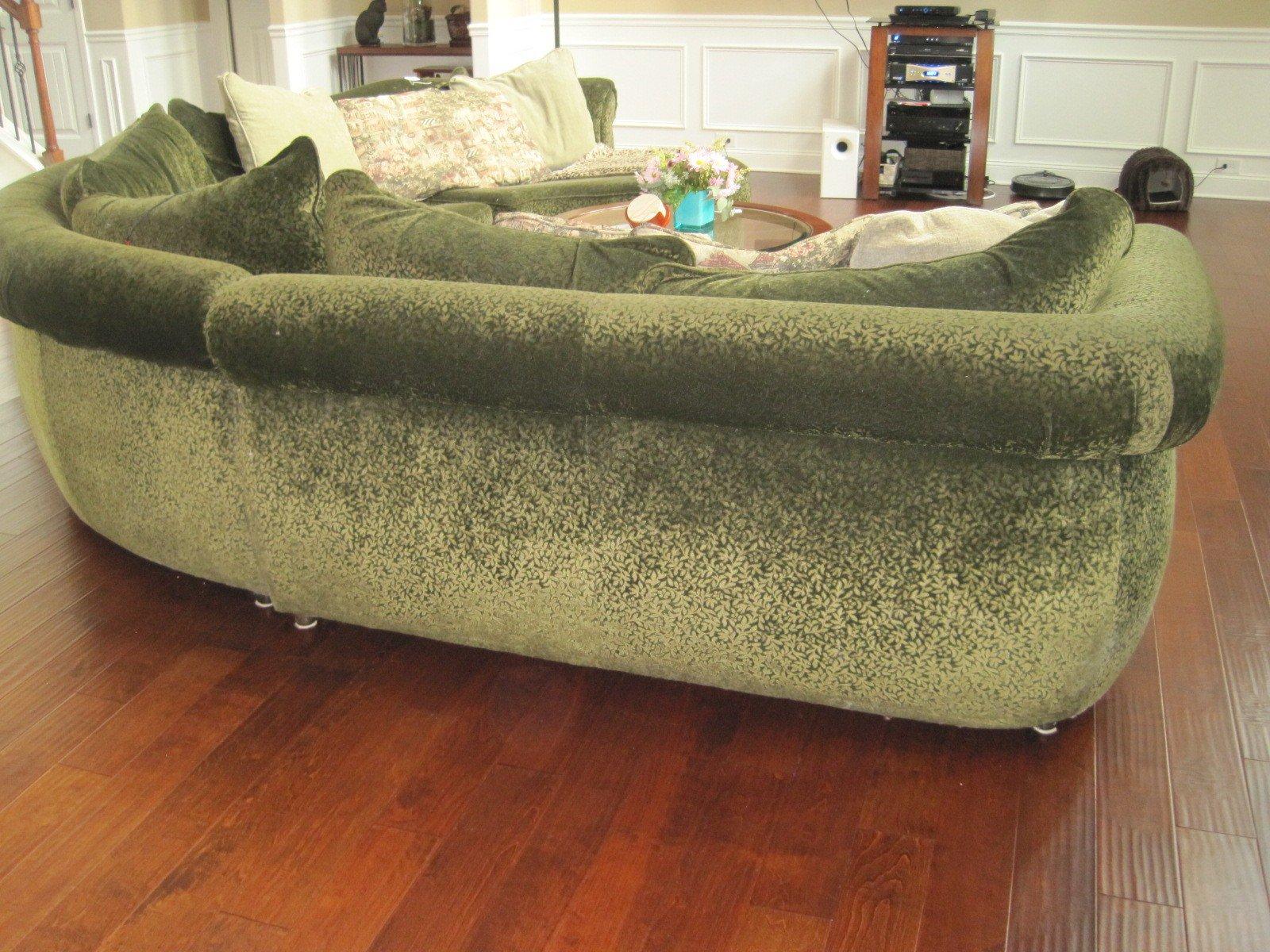 Custom made Modern Design Sectional Curved Sofa w/Chaise Emerald Floral/Foliated