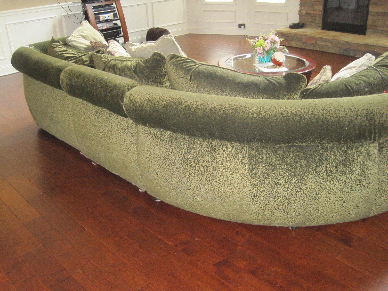 Custom made Modern Design Sectional Curved Sofa w/Chaise Emerald Floral/Foliated