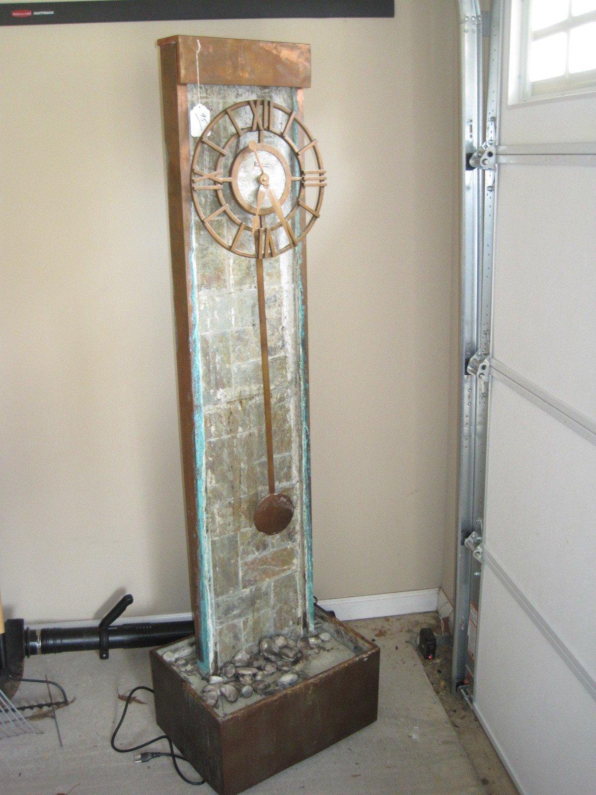 Howard Miller Oasis Water Fall Grandfather Clock Natural Slate/Aged Copper Roman
