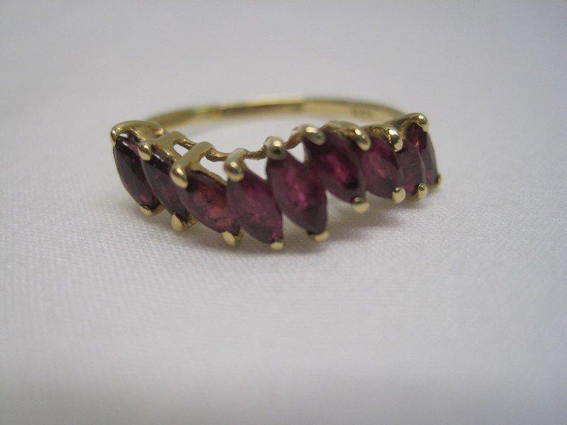 14kt Ruby Ring w/ 9 Marquise Rubies