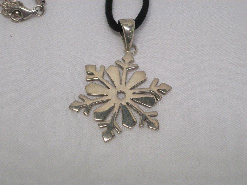 Snowflake Pendant Stamped 5X925 Thailand on Cord Necklace