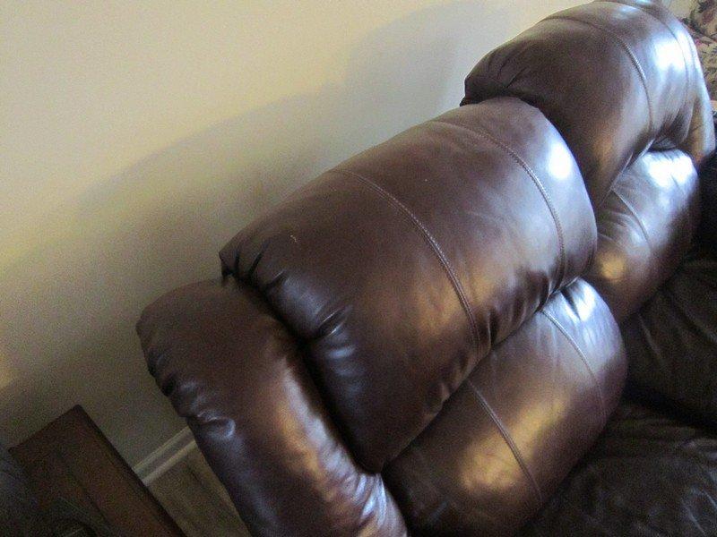 Reclining Burgundy Faux Leather Couch 2 Seat Arm Rests